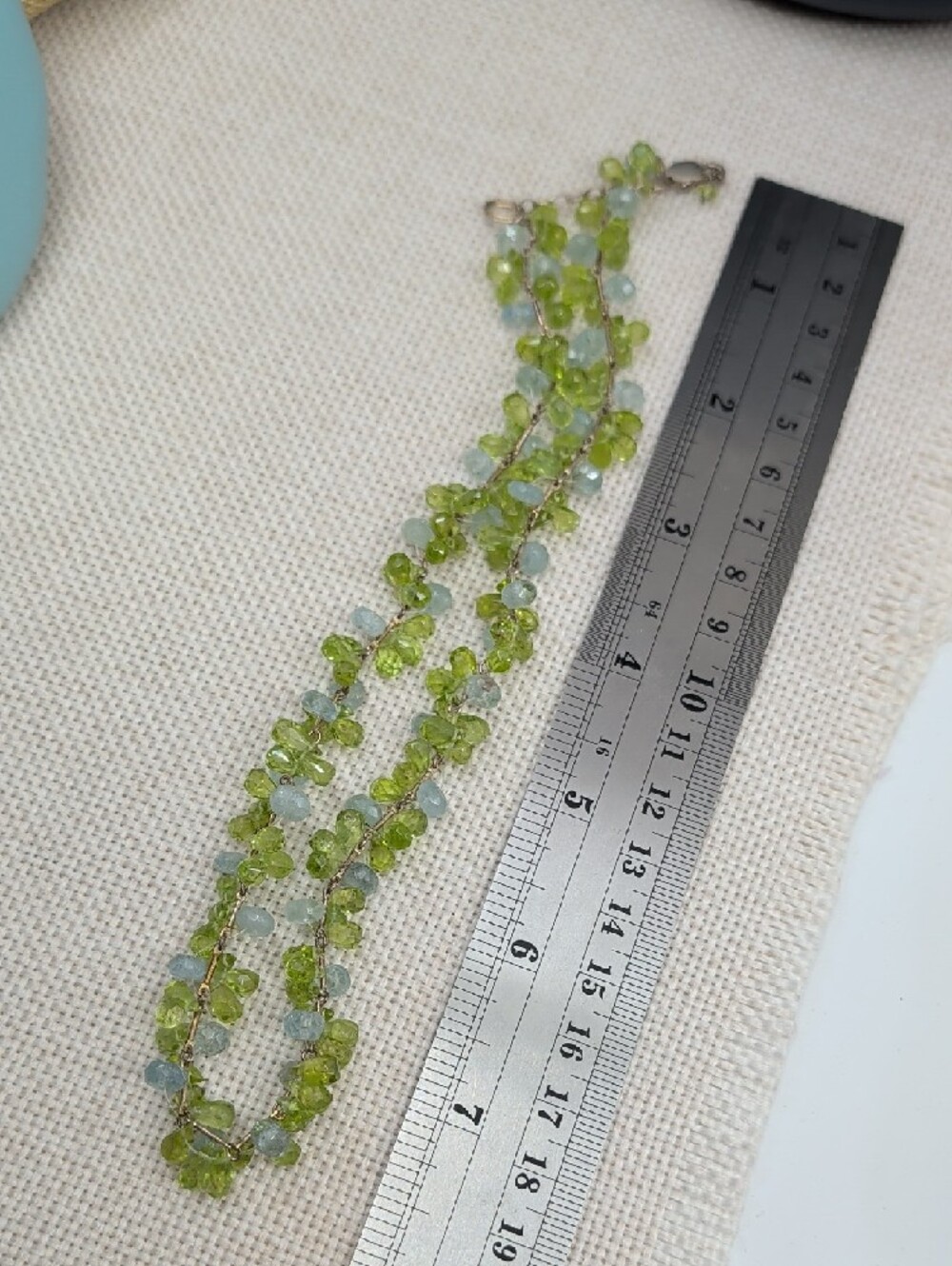 Ross-Simons 925 Sterling Silver Peridot Aquamarine Cluster Necklace 16" - Picture 13 of 17